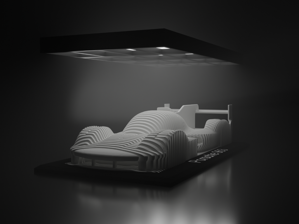 Porsche 963 réteges szobor